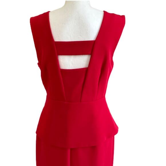Metaphor Dress Tango Red Peplum Cut Out V-Neck Sleeveless Sheath Size 6 NEW - Picture 6 of 12